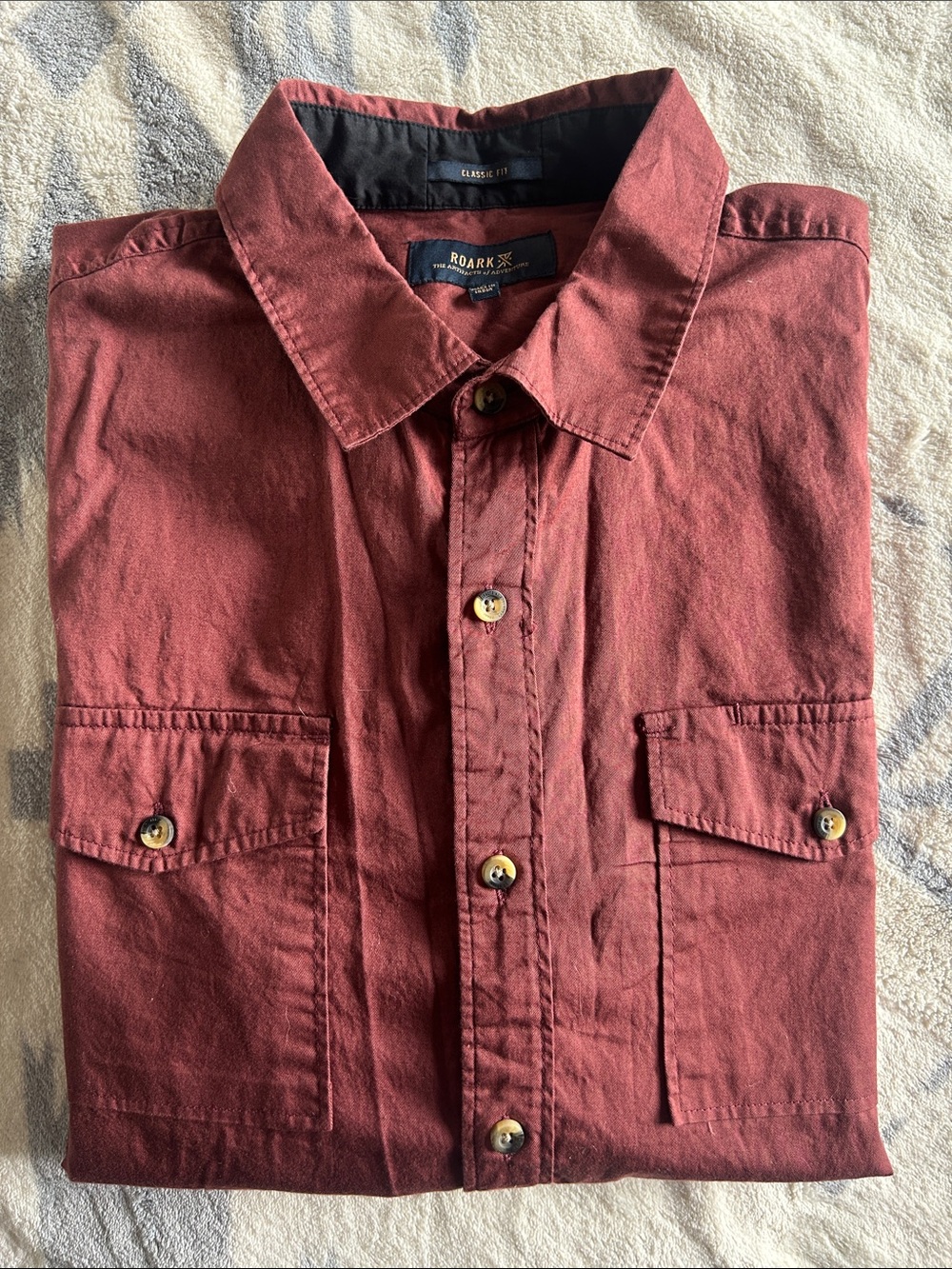 Roark Men's Button-Up Shirt in Rust Red